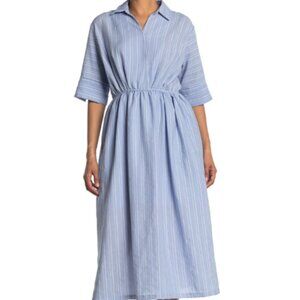 Melloday Short Sleeve V-neck Elastic Waist Midi Dress Size M